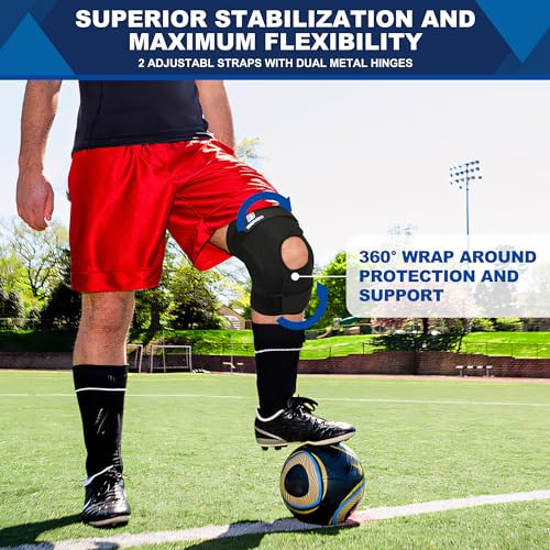 Plus Size Knee Brace, Hinged Knee Brace with Dual Side Stabilizers Knee Braces for Knee Pain Relieves ACL, LCL, MCL, Menis...