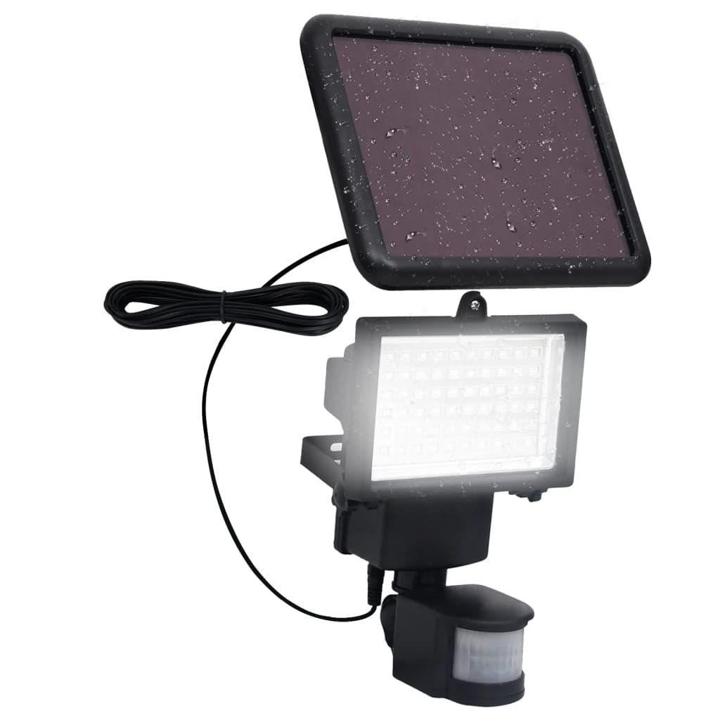 vidaXL Solar Powered LED Spotlight, Motion Activated, Black, Medium, Aluminum and Steel Frame, Model 315693