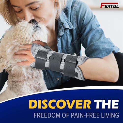 FEATOL Wrist Brace Splint Carpal Tunnel for Women Men, Night Wrist Sleep Support Brace, Left Hand, Medium/Large, Pain Reli...