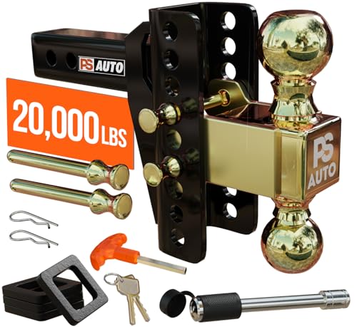 Adjustable Drawbar Trailer Hitch - 20,000 LBS, Fits 2 and 2-5/16 Inch Balls, US Gov Tested & Certified, for RV Towing, Mot...