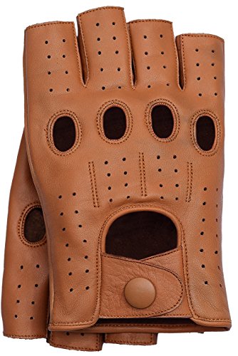 Riparo Fingerless Leather Gloves for Men - Driving, Motorcycle, Riding, Cosplay and Cycling