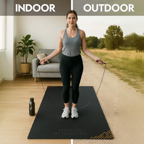 Honor Athletics Premium Jump Rope Mat – 1/4" Thick High-Density Rubber | Non-Slip Surface for Indoor/Outdoor Use | Durable...