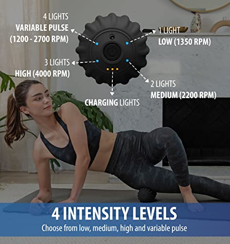 Zyllion Vibrating Peanut Massage Ball with 4 Modes - Cordless Rechargeable Electric Deep Tissue Massager Roller for Muscle...