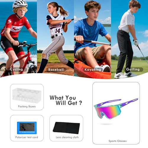 BOLLFO Polarized Sports Sunglasses,UV400 Protection Outdoor Glasses for Men Women Youth Baseball Cycling Running Driving Golf