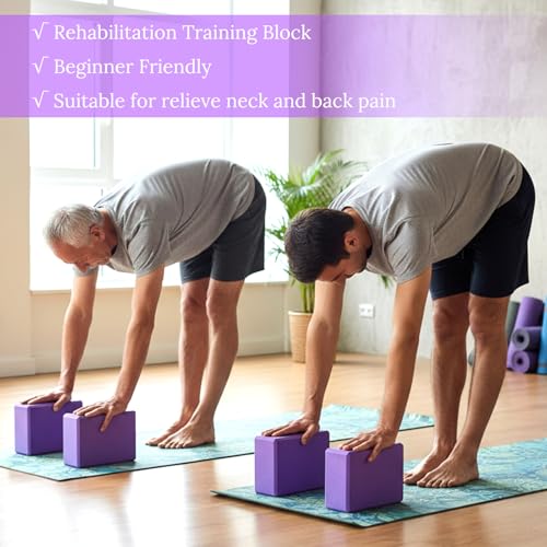 4 Pcs Yoga Blocks 9 x 6 x 4 Inch Eva Foam Lightweight Non Slip Yoga Props for Pilates Stretching and Meditation Exercise B...