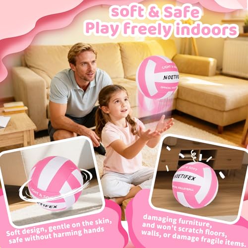 Noetifex Soft Volleyball-Super Soft Fabric Light Volleyball for Indoor Practice Safe and Quiet Kids Youth Beginners House ...