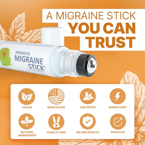 Basic Vigor Migrastil Migraine Stick Rollon - Fast Cooling Comfort for Your Head. Aromatherapy with Peppermint & Other Ess...