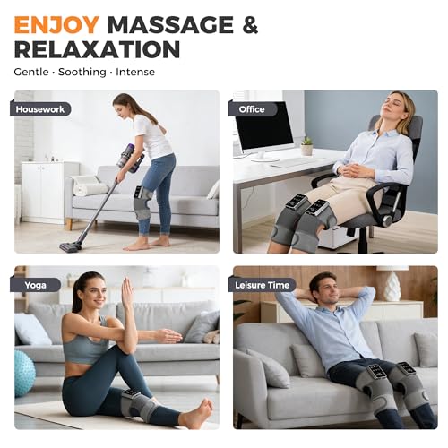 YAZHI Cordless Knee Massager for Pain Relief – Electric Heated Knee Brace, 5 Heat Levels & 3 Massage Modes, Gifts for Men ...