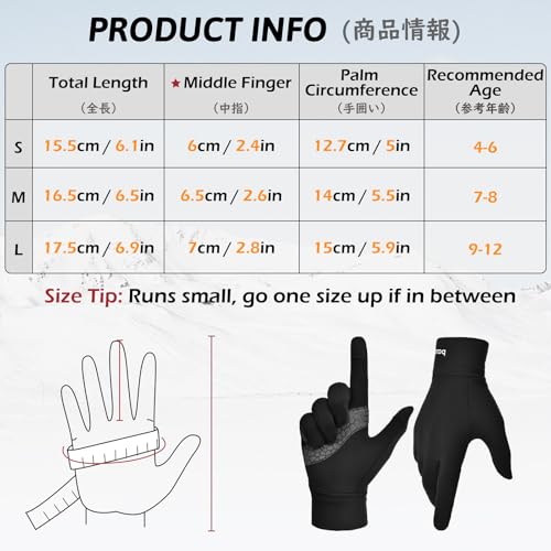 TRIWONDER Kids Ski Snow Gloves Winter Cold Weather Windproof Warm Snowboard Sport Mittens for Boys Girls