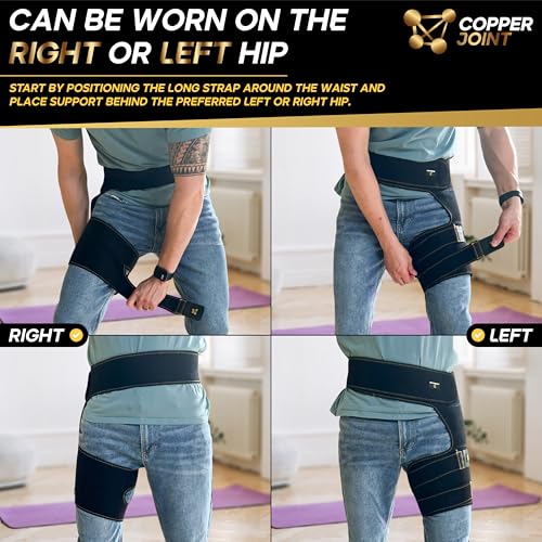 CopperJoint Hip Brace for Women & Men, Adjustable Hip and Thigh Compression Wrap, Left or Right Wear, Groin, Hamstring and...