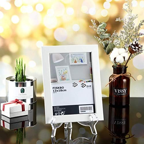 HESTYA 6 Pack 7 Inch Acrylic Easel Stand, Display Stand, Plate Holder for Display, Photo Holder Picture Frame Book(Clear)
