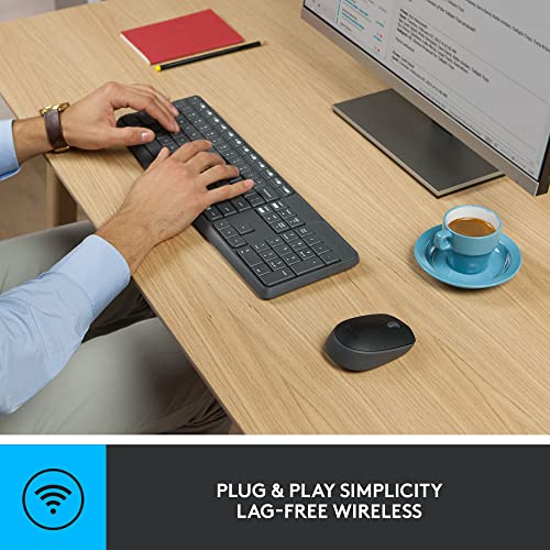 Logitech MK235 Wireless Keyboard and Mouse Combo for Windows, 2.4 GHz Wireless Unifying USB Receiver, 15 FN Keys, Long Bat...