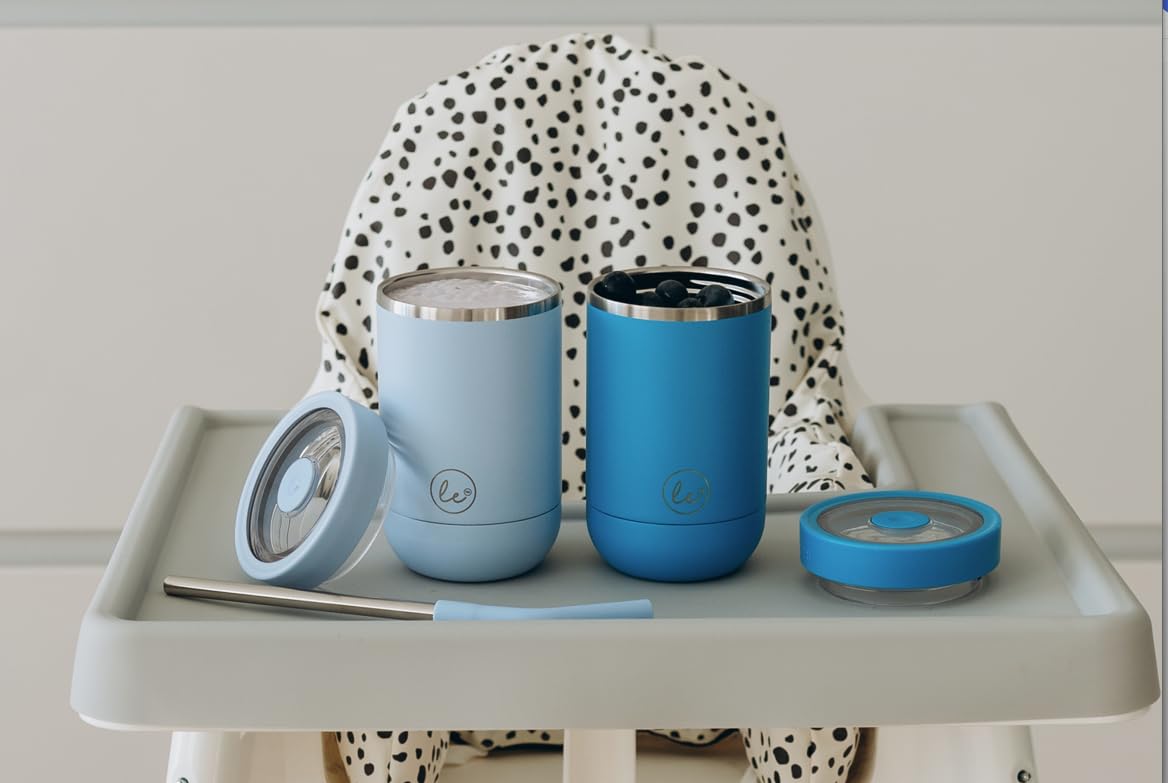 LITTLE ECOS Double walled insulated stainless steel kids & toddler cups with straws and lids | Best Sippy cups with straw for boys 1+ year old | Holds 12oz capacity - On the Go Travel containers