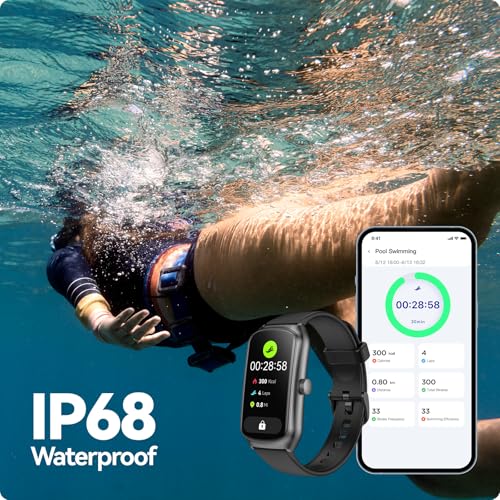 AMOLED Fitness Tracker Watch with 24/7 Heart Rate/SpO2/Sleep Monitor, IP68 Waterproof Smart Watch, Step Calorie Counter Pe...