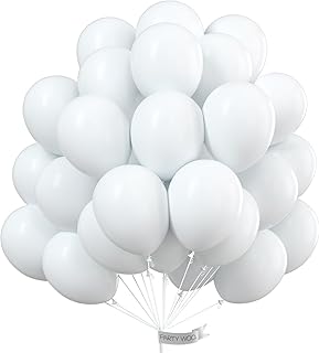 PartyWoo White Balloons 100 pcs 10 Inch Matte White Latex Helium Balloons for Wedding Bridal Graduation Engagement Baby Sh...