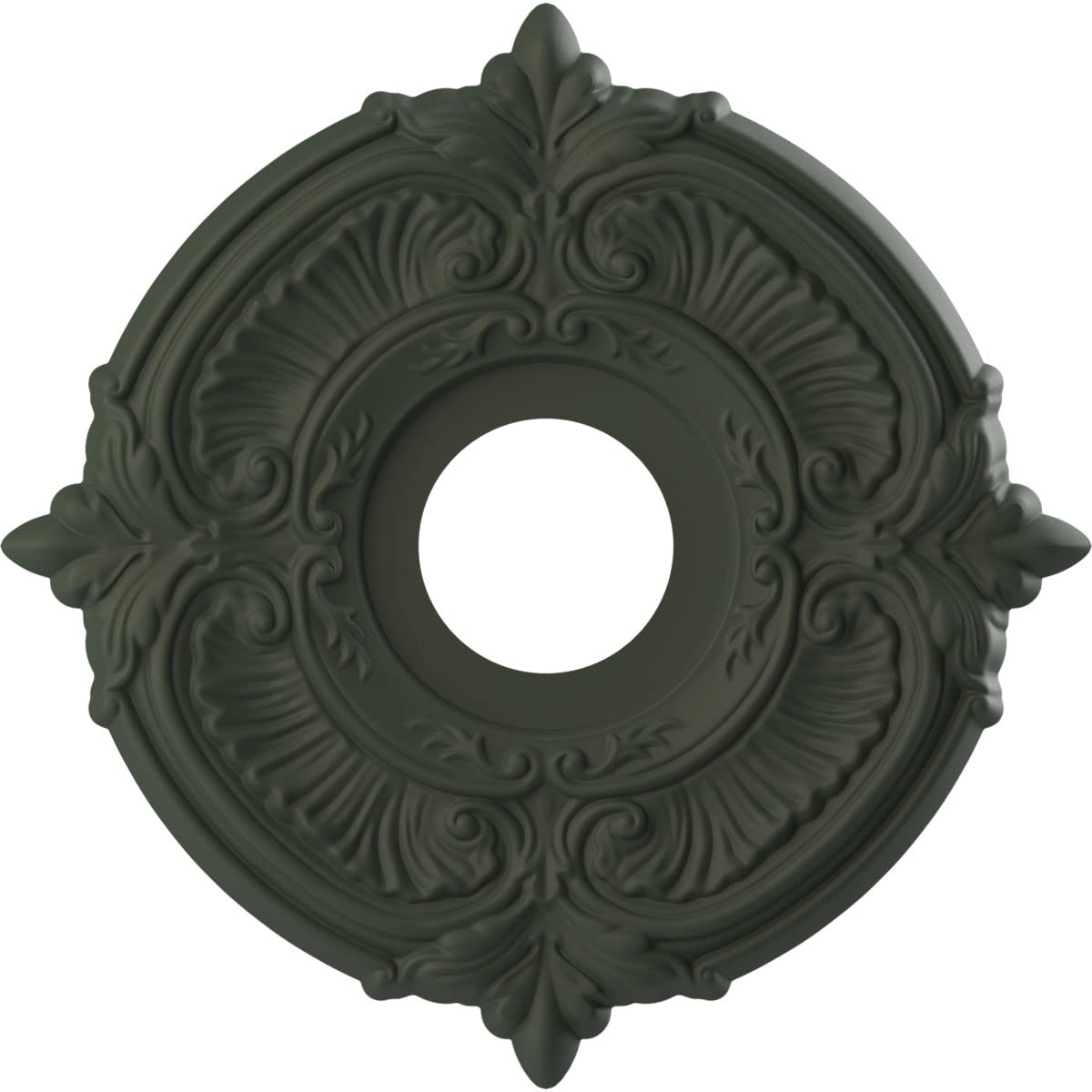 Ekena Millwork 13Od X 3 1/2Id X 3/4P Attica Thermoformed Pvc Ceiling Medallion (Fits Canopies Up To 5), Ultracover Satin Hunt Cl