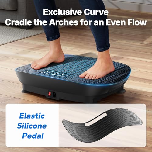 MERACH Vibration Plate Exercise Machine, Curved Vibration Plate for Lymphatic Drainage Weight Loss, Vibrating Plate with R...