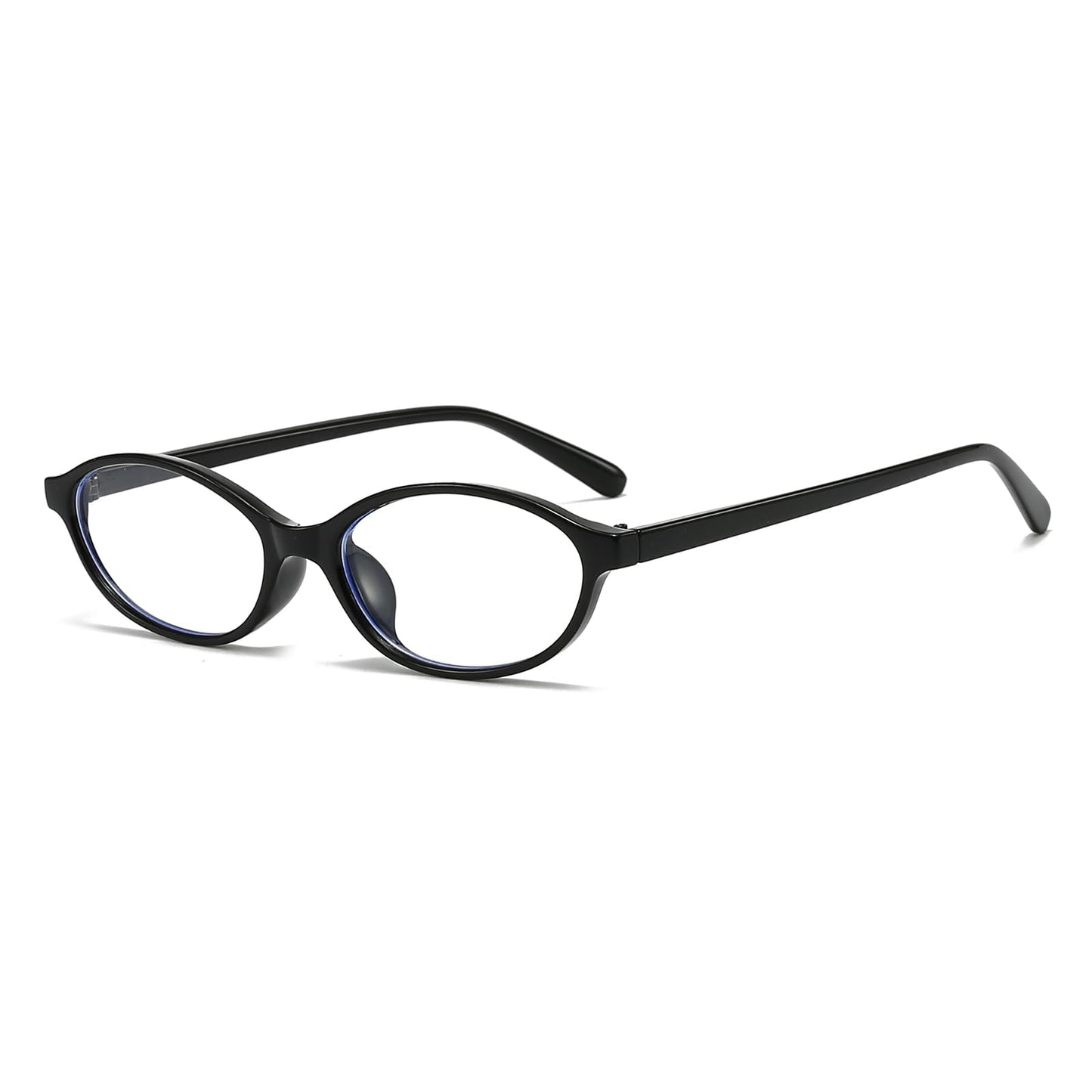 Ljczka Oval Blue Light Blocking Glasses For Women Men Retro Small Oval Frame Y2K Cat Eye Computer Eyeglasses Clear Lens (Bright