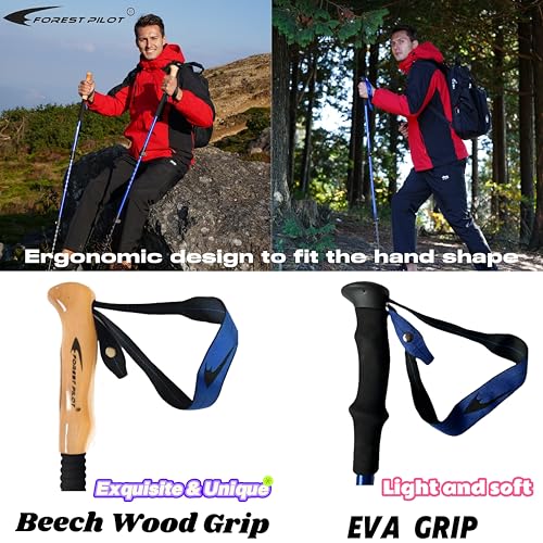 FOREST PILOT Trekking Poles - Lightweight 7075 Aluminum with Flip Lock & All Terrain Accessories - Pair of 2 Walking Stick...