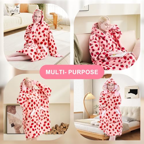 NORD ECO Wearable Blanket Hoodie for Adult Women, Oversized Sherpa Fleece Hooded Sweatshirt, Cozy Blanket Hoodie with Slee...