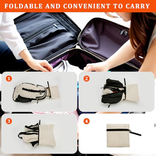 VOBUYING 15L Small Hiking Backpack Foldable Ultralight Trekking Camping Outdoors Backpack for Women Men (beige)
