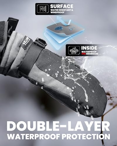 OutdoorMaster Ski Snow Mittens for Women & Men, Thermal Snowboard Ski Gloves Screen Touch, Warm Winter Anti-Slip Waterproo...