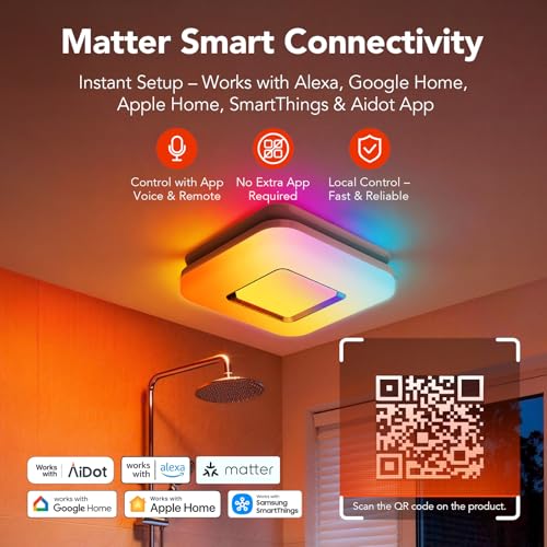OREiN Matter Smart Bathroom Fan with Light, 110 CFM Exhaust Fan, AI Lighting Creator with 24-Zone DIY Color+ 65 Dynamic Ef...