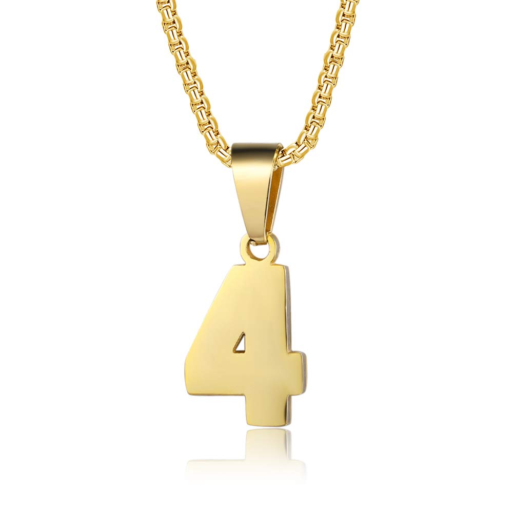 Susook Number Necklaces Personalized 18K Gold Plated Initial Number Pendant Stainless Steel Chain 22+2inch Movement Necklaces fo