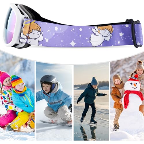 Kids Ski Goggles OTG Kids Snow Goggles Anti Fog UV Protection Snowboard Goggles, Helmet Compatible for Boys Girls Toddler