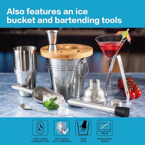 JNWINOG 8-Pcs Cocktail Shaker Set Bartender Kit | Bar Set Drink Mixer Set with Ice Bucket and All Bar Accessory Tools: Mar...