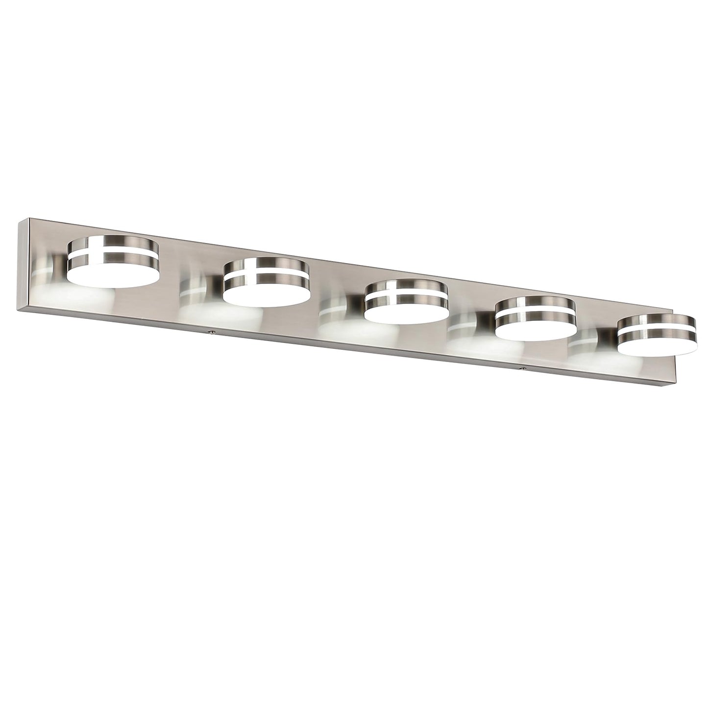 Bicrink Brushed Nickel Bathroom Light Fixtures Over Mirror  5-Light Bathroom Vanity Light  Led Dimmable Bath Lights  Modern Wall Mounted Lighting Fixture With Rotating Lamp Head