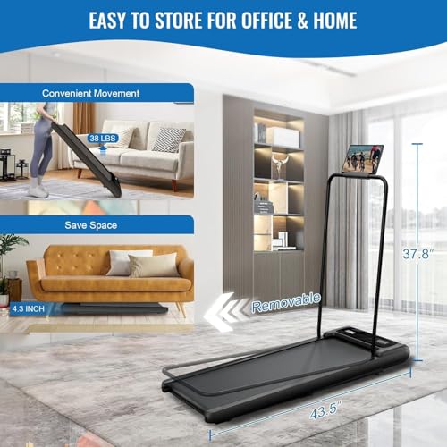 RIVANO Treadmill with Handles, Electric Treadmills for Home Small, 2.5HP Walking Pad Treadmills with Handle Bar, Under Des...