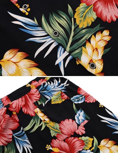 COOFANDY Men's Hawaiian Shirt and Short Set Flower 2-pieces Beach Outfit with Bucket Hats
