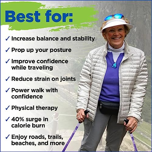 York Nordic Big and Tall Motivator Walking Poles for Balance and Rehab - 2 Pieces - Strong Push Button Locks, Detachable R...