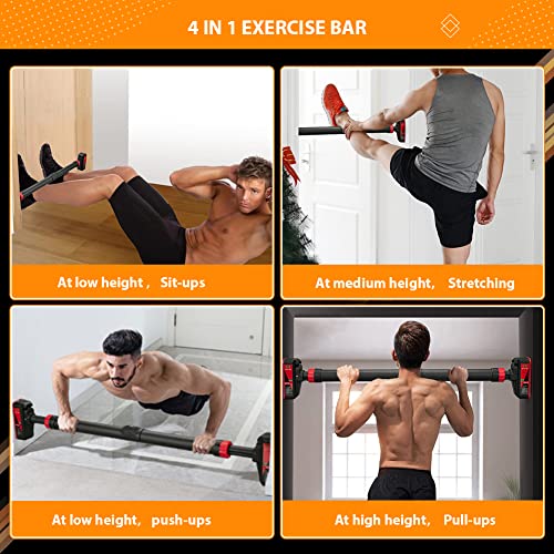 Adjustable Pull Up Bar for Doorway - Upper Body Workout Training Bar with Locking Mechanism, No Screw Installation, Portab...
