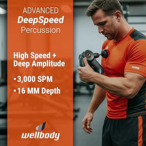 Wellbody 3 Deep Tissue Percussion Massager with Heat Ball Technology | 3 Speed Options | Portable Handheld Massage Gun for...