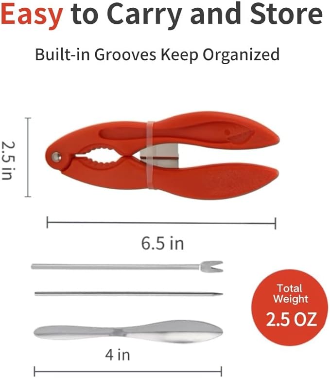 Crab Crackers and Tools Multifunctional Crab Leg Crackers Efficient Lobster Crackers Sturdy Seafood Crackers and Tools Portable Lobster Crackers and Picks Set Crab Claw Crackers Red