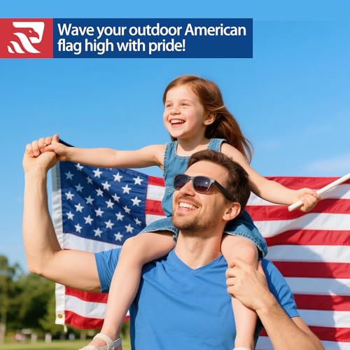 American Flag Durable Nylon 3x5 Ft Outdoor Heavy Duty, Made in USA American Flags ,Longest Lasting Non Fading American Fla...