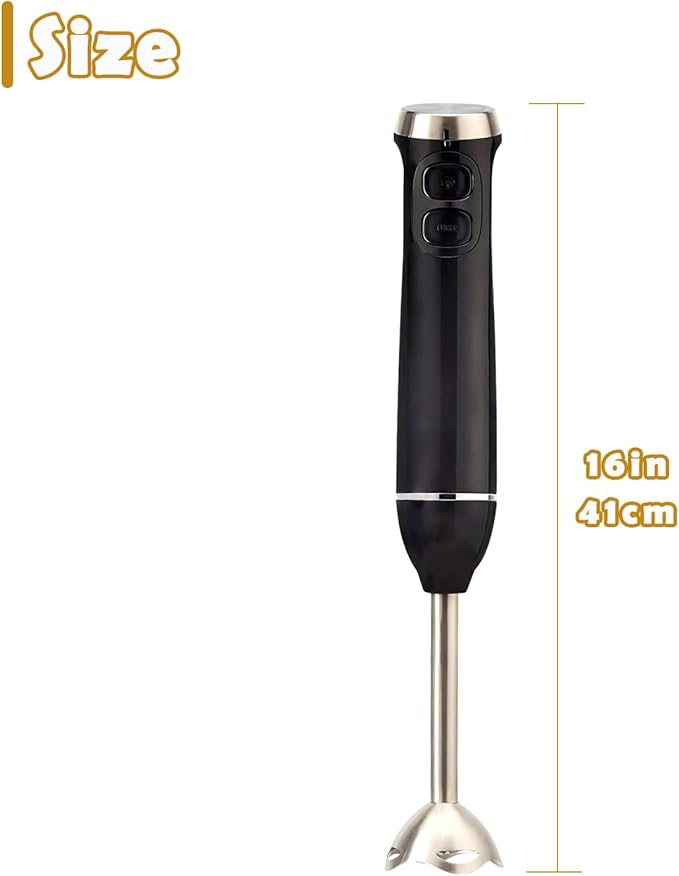 300W Hand Blender – Immersion Stick Mixer for Smoothies, Baby Food, Sauces, Drinks – Compact Handheld Kitchen Blender with Stainless Steel Shaft