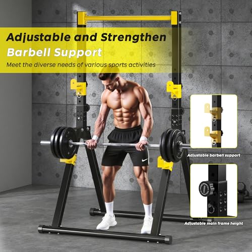 SogesHome Power Tower Dip Station Pull Up Bar for Home Gym, Adjustable & Foldable Multifunction Fitness Workout Station wi...