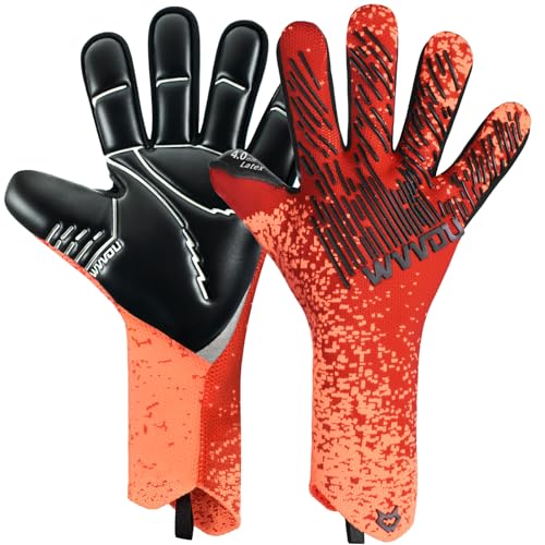 WVVOU Soccer Goalie Goalkeeper Gloves for Youth & Adult, Size 7-10, Enhanced Latex Palm Grip, Breathable Knitted Fabric, S...