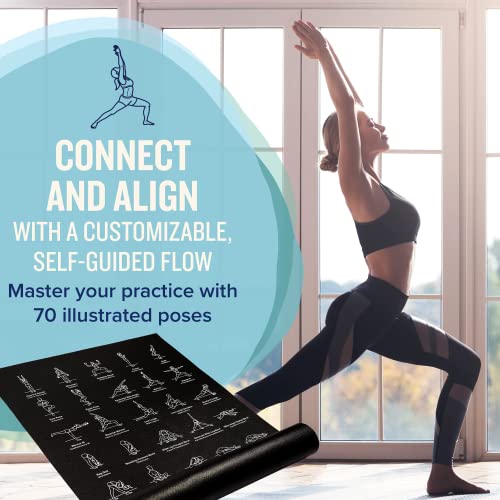 NewMe Fitness Yoga Mat for Women and Men - Large, 5mm Thick, 68 Inch Long, Non Slip Exercise Mats w/ 70 Printed Yoga Poses...