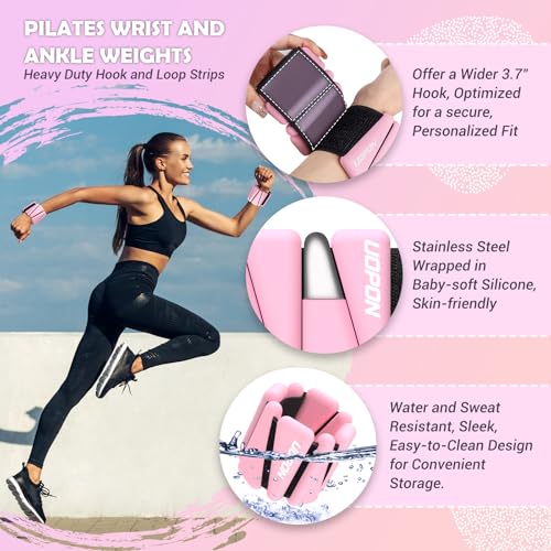 Wrist Ankle Weights for Women Set of 2, Adjustable Silicone Weighted Bangles, Wearable Ultra-durable Strips Weight Bracele...