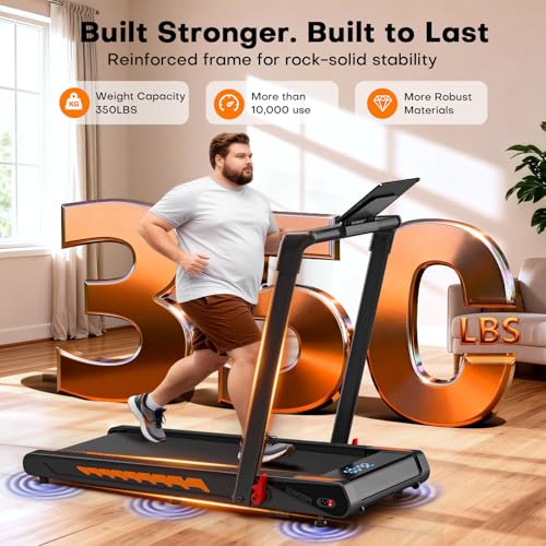 Treadmill with Speaker, 6-in-1 7.5MPH Foldable Treadmill for Home with App Compatible, Walking Pad with 10% Incline, LED D...