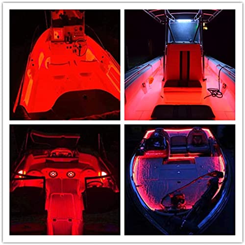 Vbakor Boat Led Strip Lights  4 Pcs 24 Marine Boat Interior Courtesy Deck Navigation Lights  Super Bright Waterproof Marine Led Lights Strip For 12V Pontoon Fishing Boat Yacht Kayak Sailboat (Red)