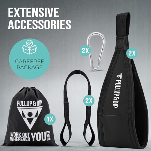 PULLUP & DIP Ab Straps, Premium Abdominal Slings for Abdominal Training, Padded Workout Straps for Crunches, Hanging, Leg ...