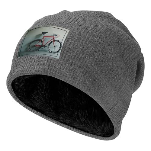 Retro Bicycle Pattern Print Lightweight Waffle Pullover Hat Men Women Winter Headwear Outdoor Camping Travel