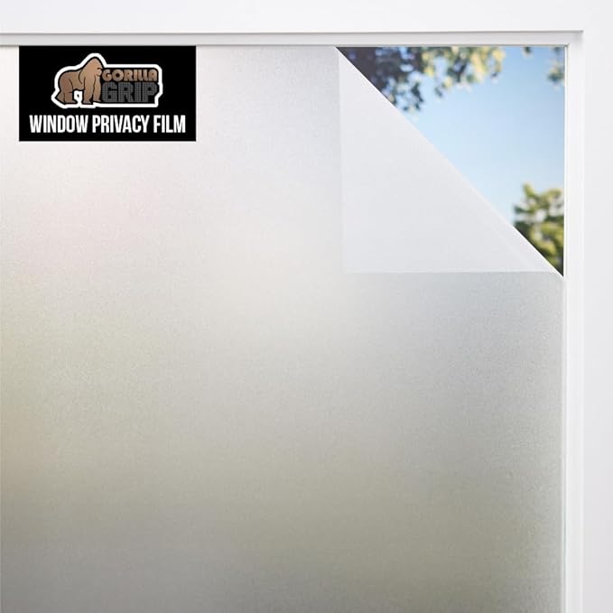 Gorilla Guard Window Privacy Film, Removable Two Way Sun Blocking, Reusable No Residue Stickers, Strong Static Clings to Glass Windows, Decorative Bathroom Door Coverings, 17.5 x 78.7 Inch, Frosted