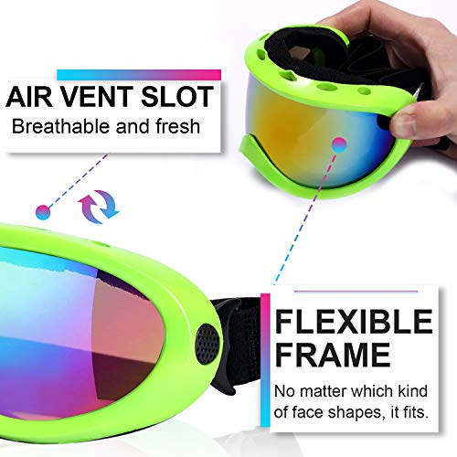 Rngeo Ski Goggles, Pack of 2, Snowboard Goggles for Kids, Boys & Girls, Youth, Men