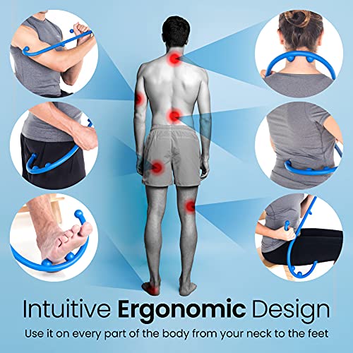 LiBa Back and Neck Massager - Trigger Point Massage Tools for Pain Relief and Manual Massage Hook Therapy Handheld Back Ne...
